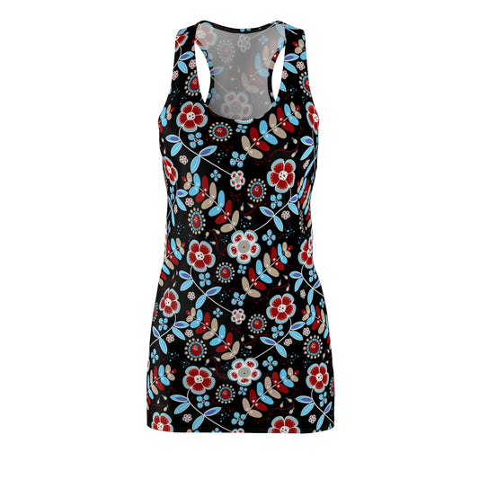 Floral Racerback Dress, Summer Dress, Vacation Outfit, Casual Wear, Gift for Her, Beach Dress