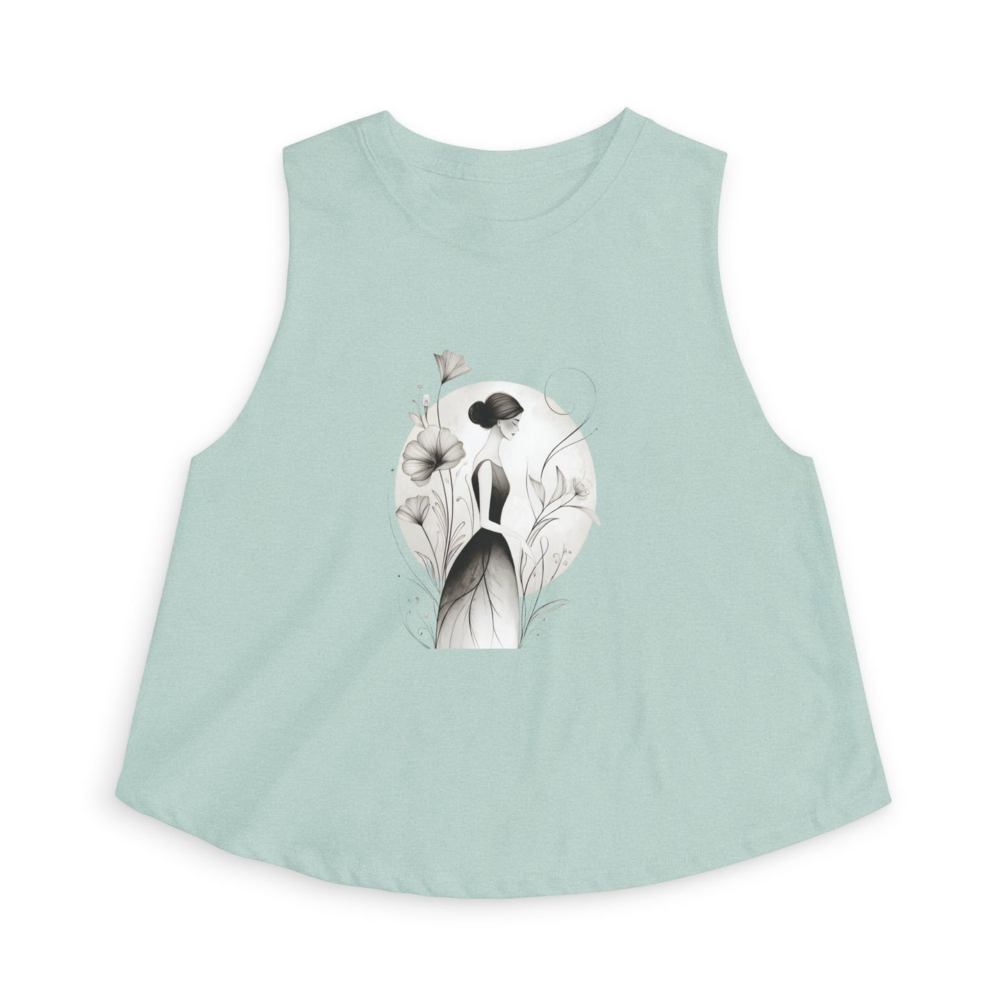 Floral Portrait Crop Top — Minimalist Botanical Art Tank