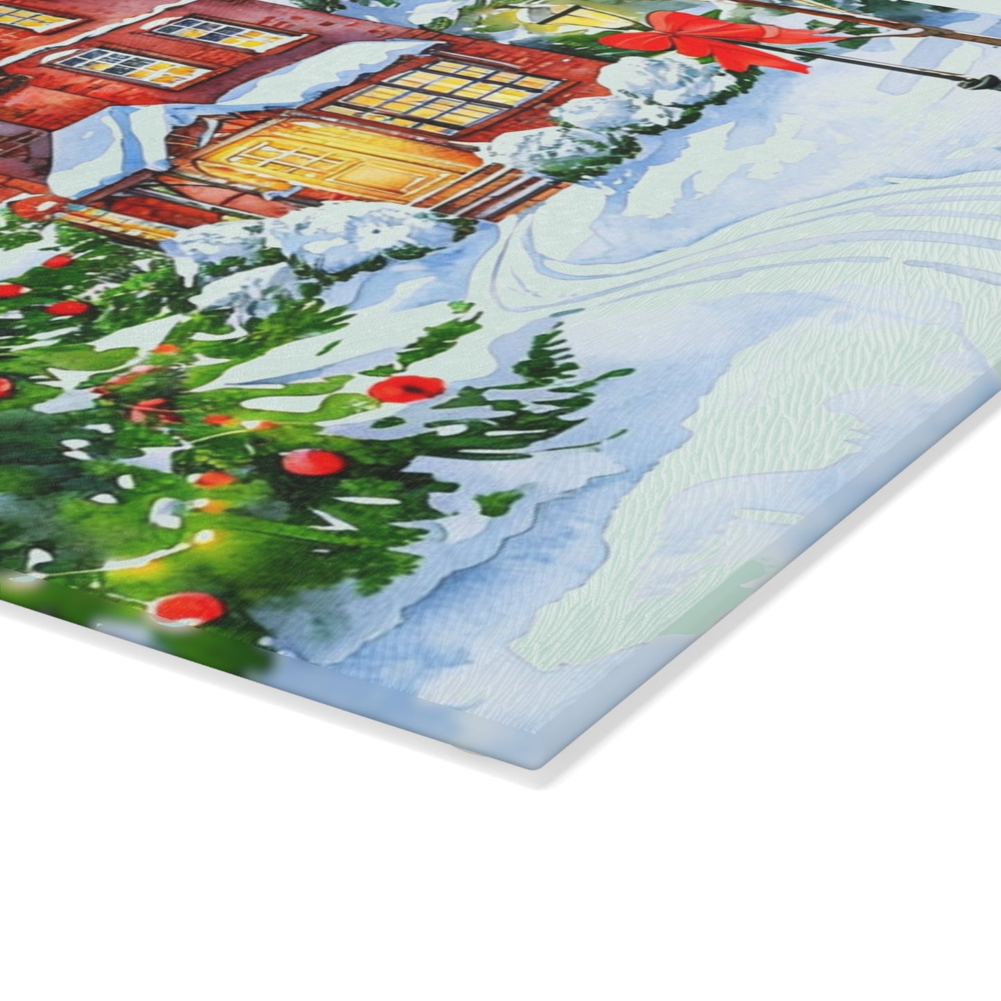 Christmas Glass Cutting Board - Festive Winter Home Design