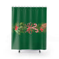 Christmas Green Shower Curtain — Holiday Pine, Candy Cane & Holly Garland Bathroom Decor