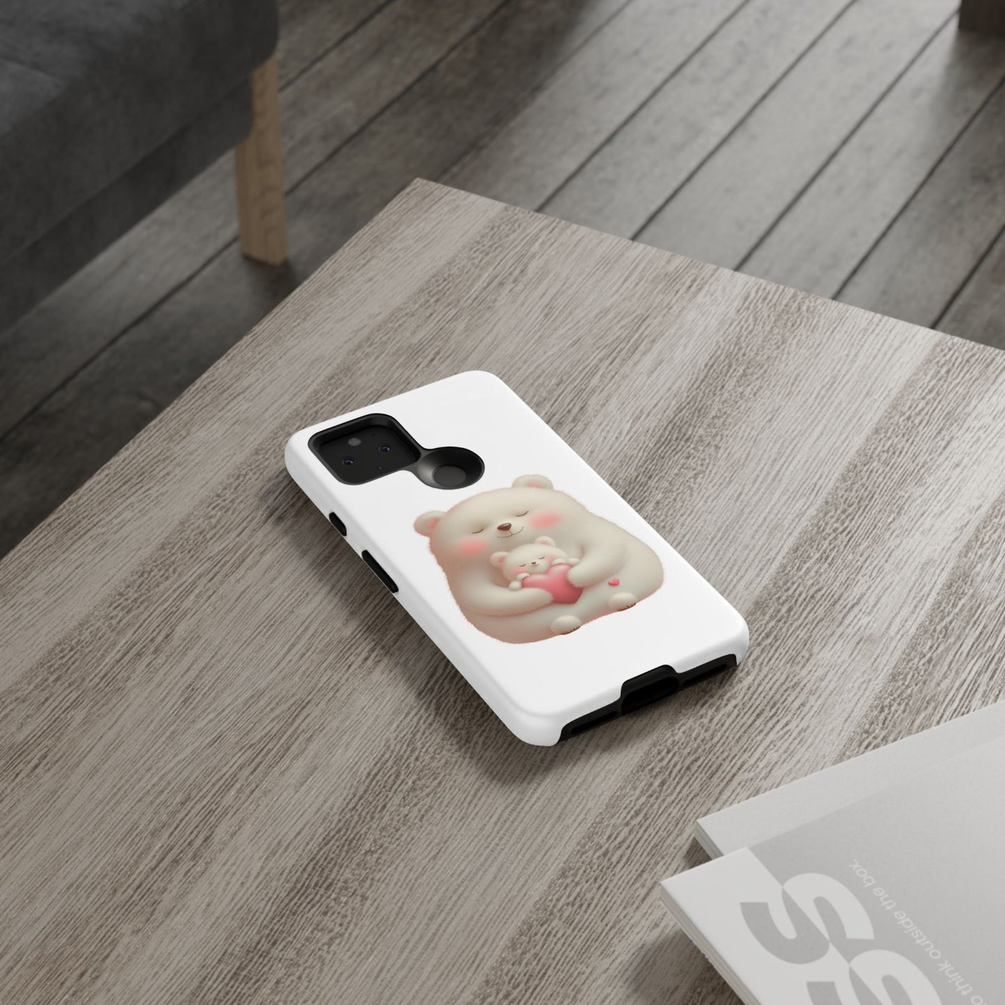 Cute Bear Phone Case, Tough Cases, Animal Lover Gift, Kids Accessories, Mother’s Day, Heartwarming Design