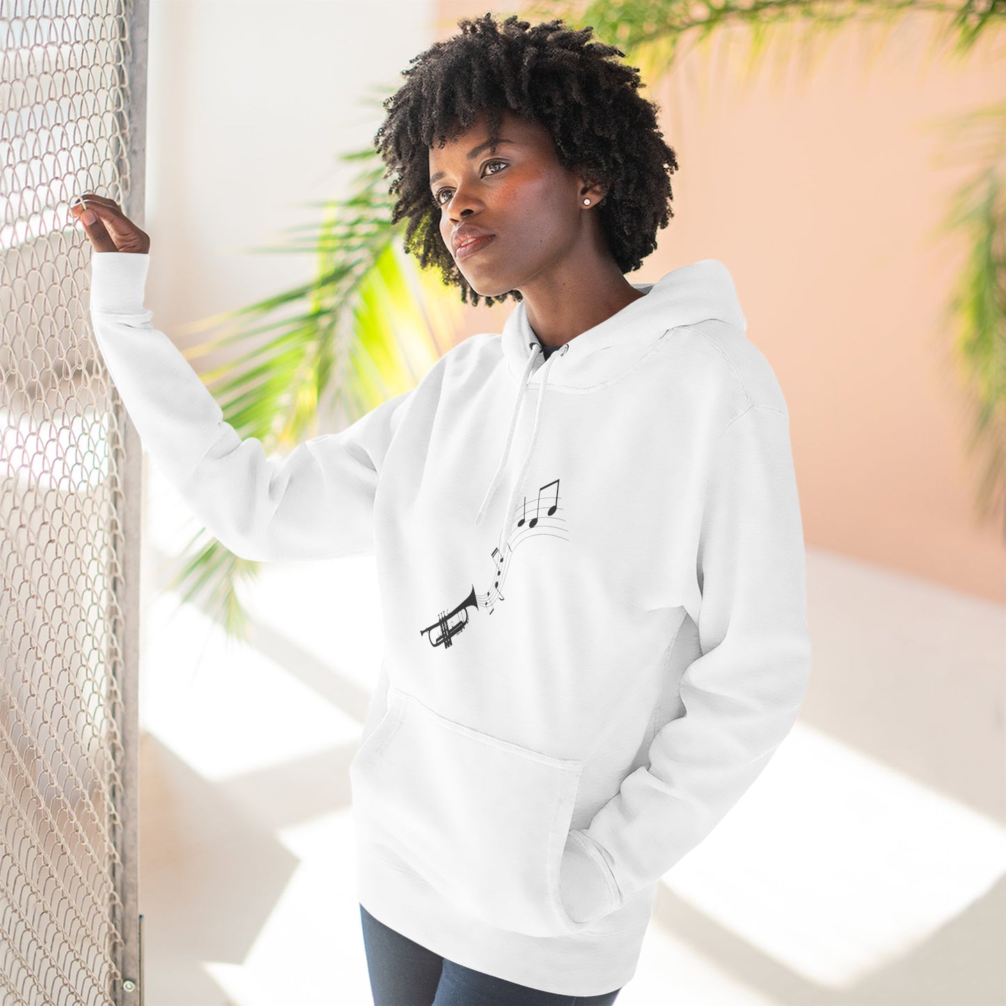 Trumpet Music Notes Hoodie — Minimalist Jazz Instrument Pullover