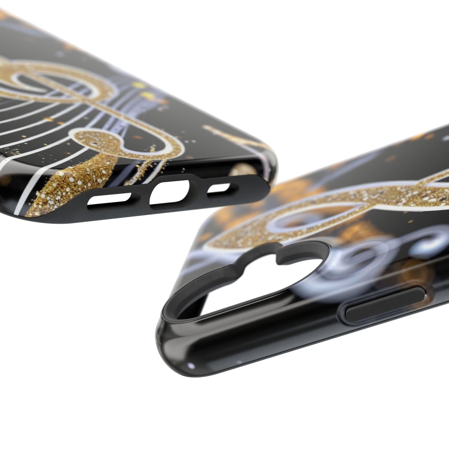 Music Notes Magnetic Impact-Resistant Phone Case — Gold Treble Clef Design