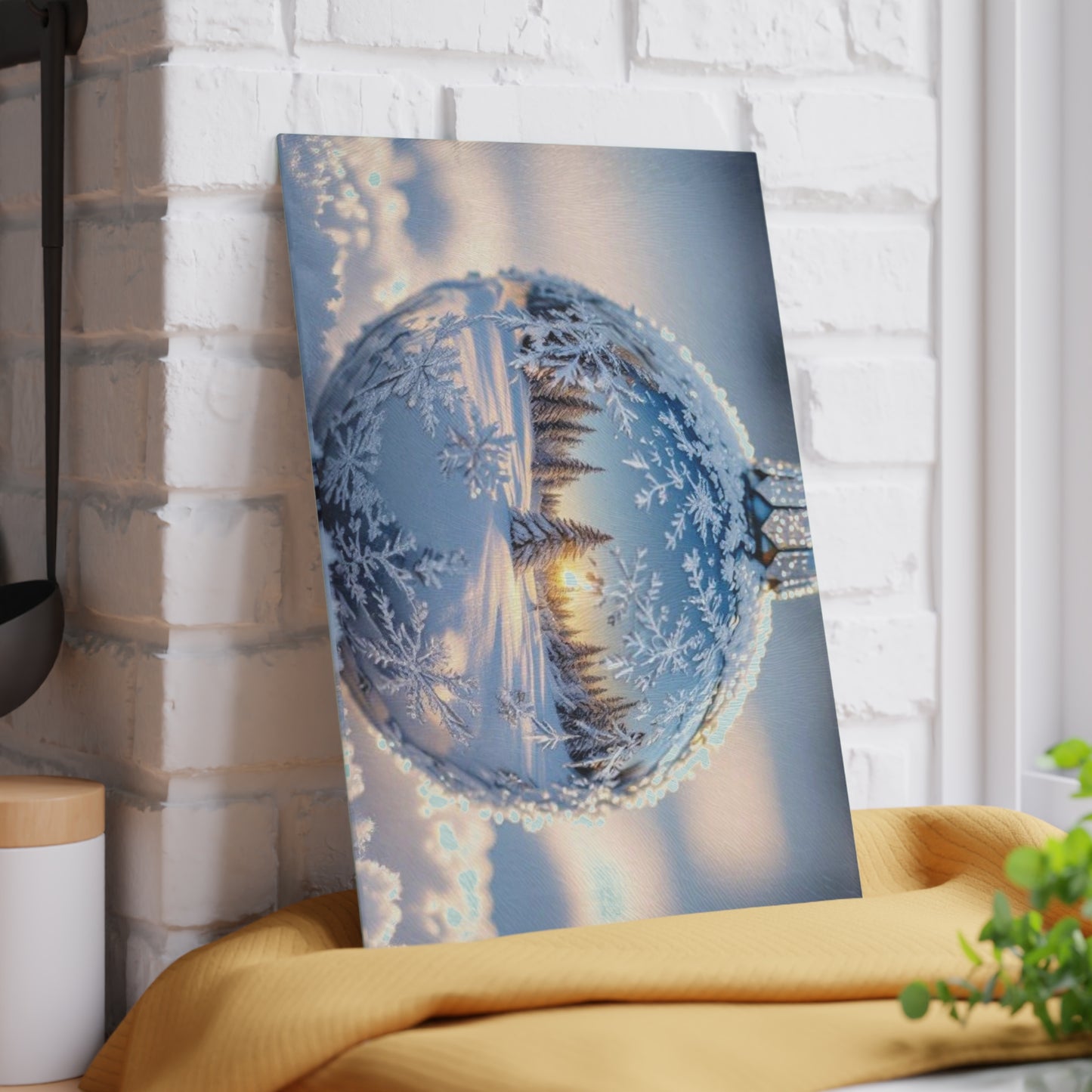 Winter Wonderland Glass Cutting Board, Holiday Kitchen Decor, Snowy Scene Art, Unique Gift for Chefs, Christmas & Winter Celebrations