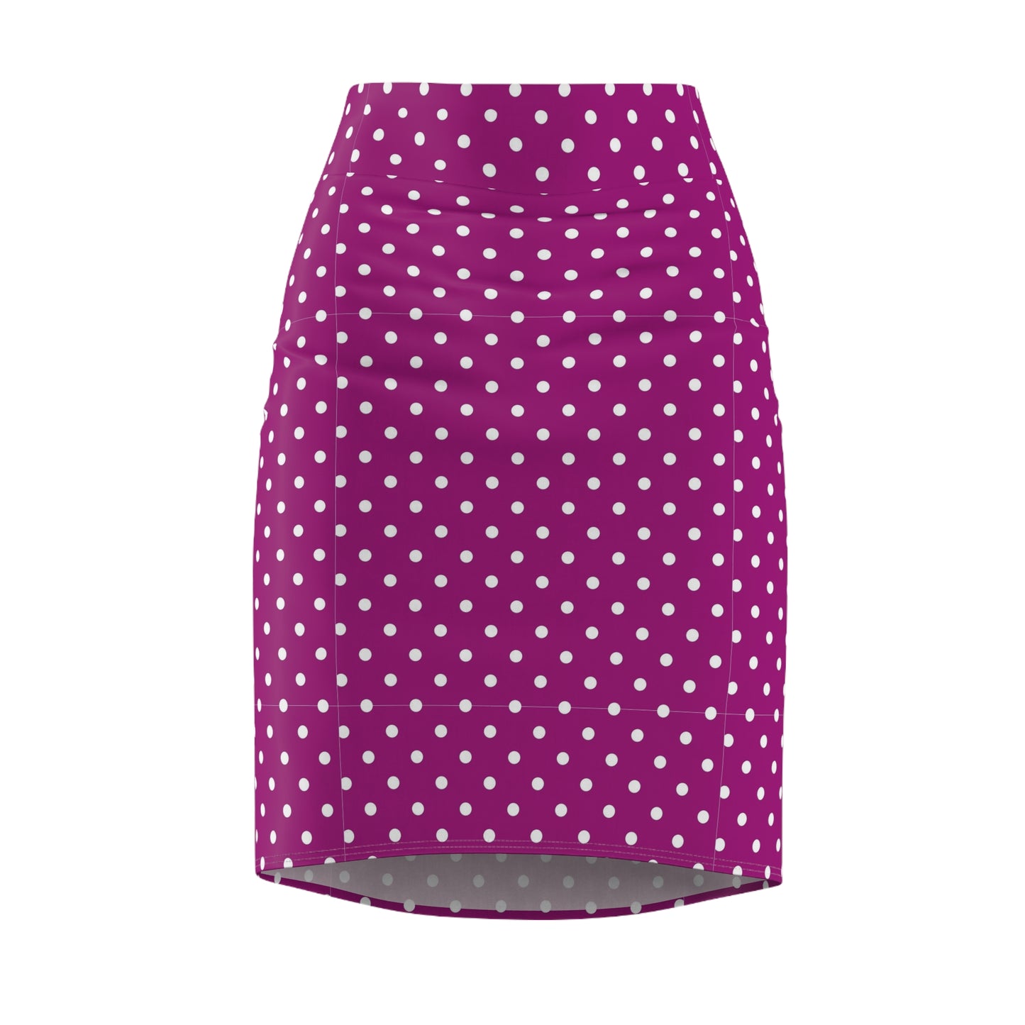 Purple Polka Dot Pencil Skirt — Retro Feminine Office & Party Wear