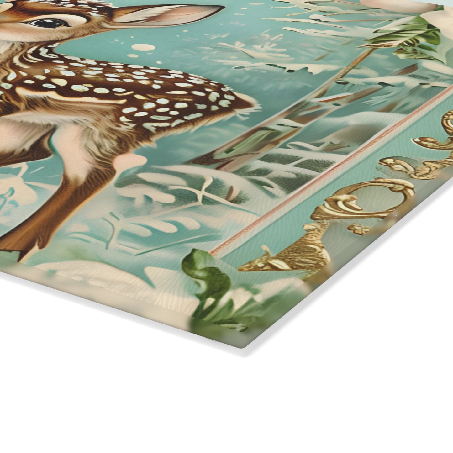 Winter Forest Deer Glass Cutting Board, Kitchen Décor, Unique Gift, Holiday Entertaining, Rustic Home Decor, Woodland Animal Design