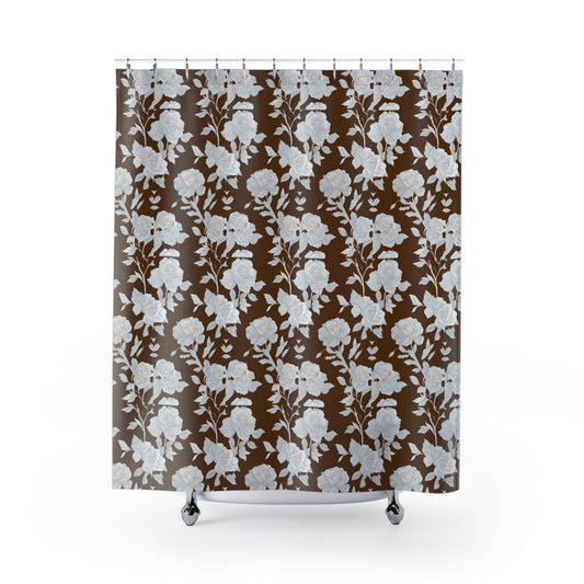 Elegant Floral Shower Curtain Vintage Rose Design for Bathroom Decor
