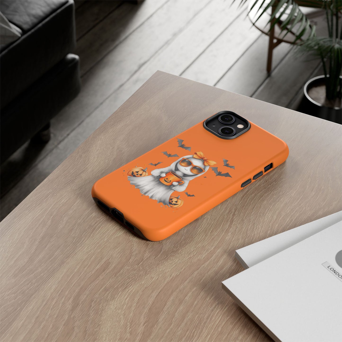 Halloween Ghost Phone Case, Cute Cat Ghost Case, Autumn Phone Cover, Spooky Season Gift, Trick or Treat Case