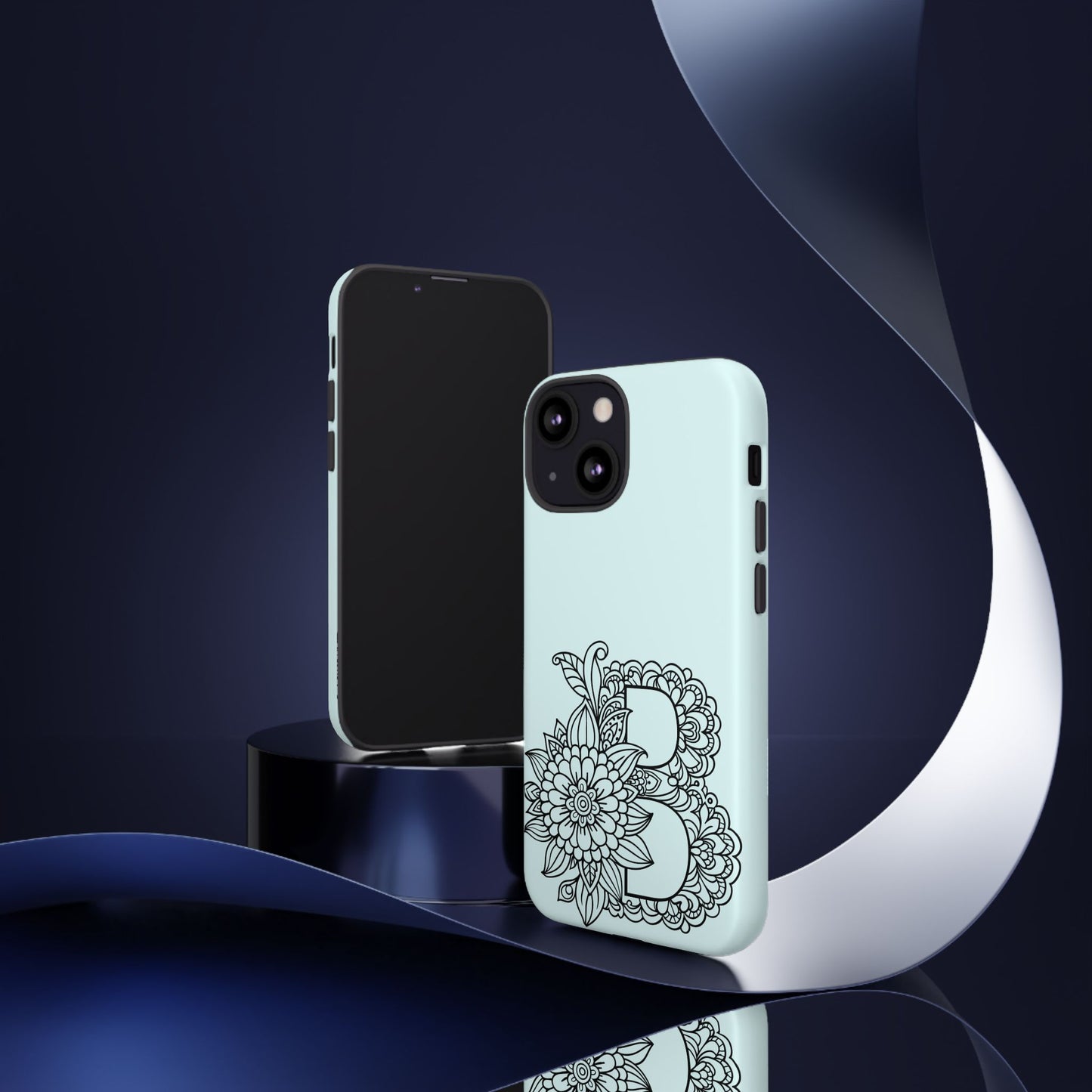 Personalized Tough Phone Case- Letter B, Floral Monogram Cell Phone Cover, Custom Protective Case, Unique Gift, Birthday, Graduation