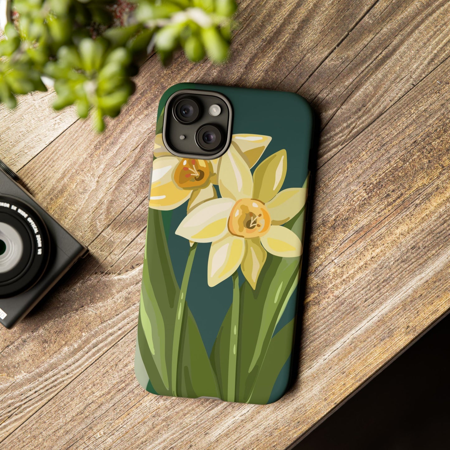 Floral Phone Case - Yellow Daffodil Design, Tough Phone Cover, Spring Decor, Floral Gift, Nature-Inspired Accessories