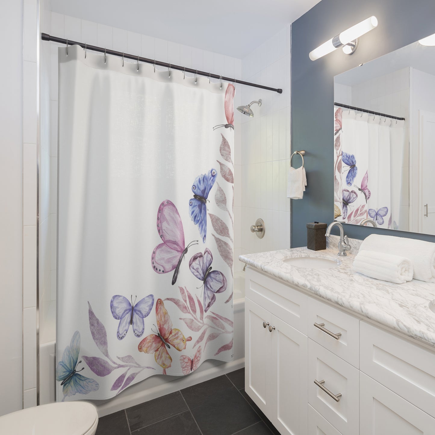 Shower Curtains Wildflowers and butterflies