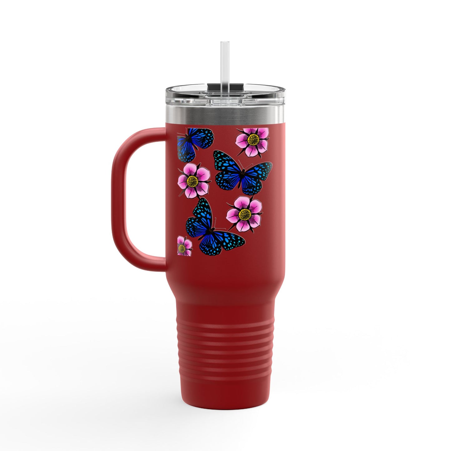 Floral Butterfly Insulated Travel Mug, 40oz - Perfect for Nature Lovers, On-the-Go Coffee, Outdoor Adventures, Birthday Gift, [...]