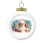 Christmas Ball Ornament, Festive Holiday Decor, Personalized Tree Ornament, Santa & Poinsettia Design, Christmas Gift, Holiday Keepsake