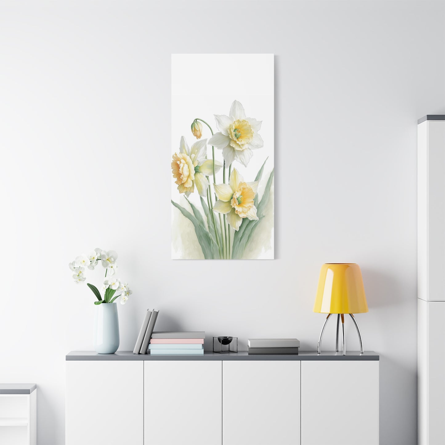 Matte Canvas, Stretched, 1.25" beautiful flowers white and yellow.