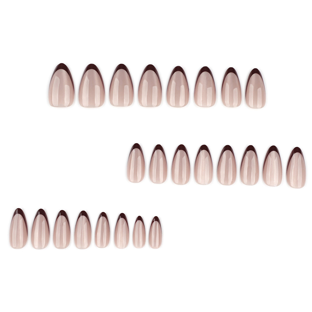 Cat eye flash wearable french red manicure nail pieces medium short almond nails – Image 2
