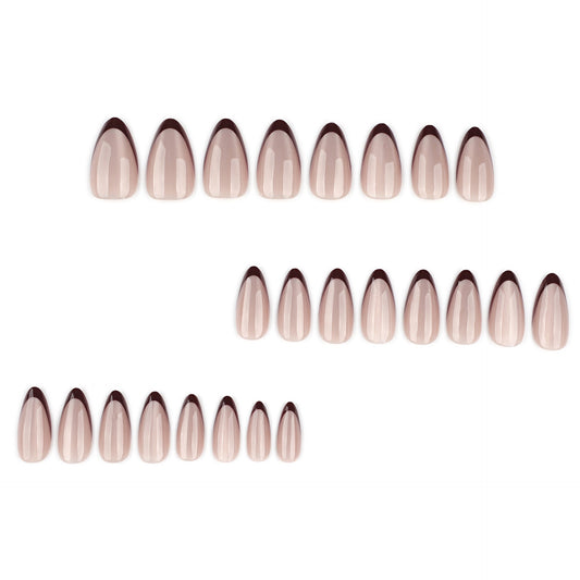 Cat eye flash wearable french red manicure nail pieces medium short almond nails – Image 2