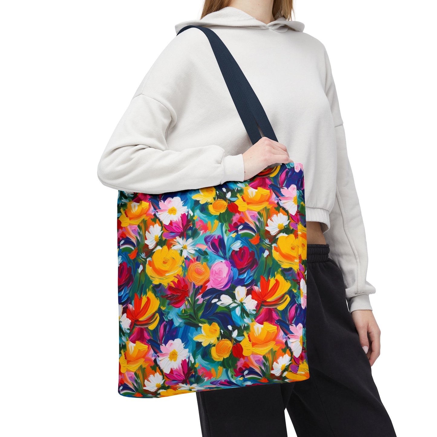 Colorful Floral Tote Bag — Vibrant All-Over Print Shopper