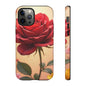 Floral Phone Case with Red Rose Design, Tough Phone Cover, Flower Print, Gift for Her, Stylish Accessory, Floral Aesthetic