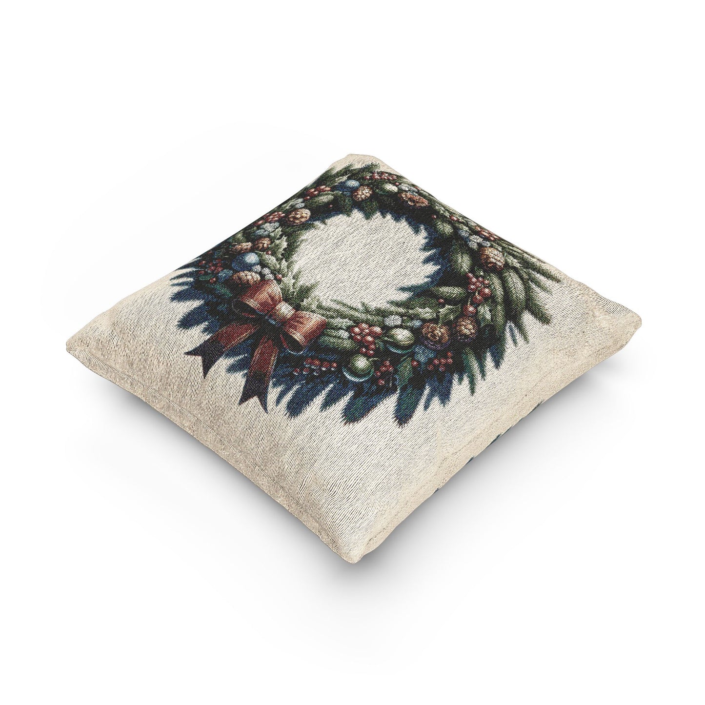 Festive Woven Pillow, Cozy Home Decor, Christmas Decoration, Cozy Gift for Friends, Holiday Accent Pillow