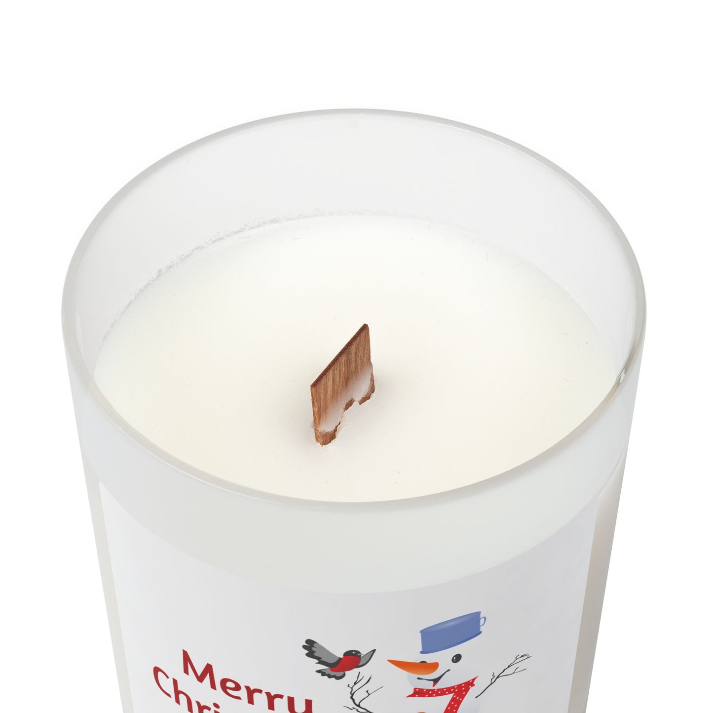 Festive Snowman Candle, 11oz Candle with Wooden Lid, Cozy Winter Gift, Holiday Decor, Christmas Candle, Winter Wonderland Home