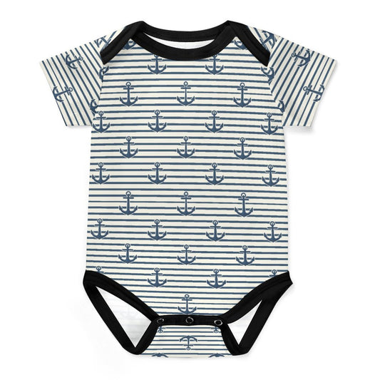 Faux Cotton Short Sleeve Baby Romper Anchors