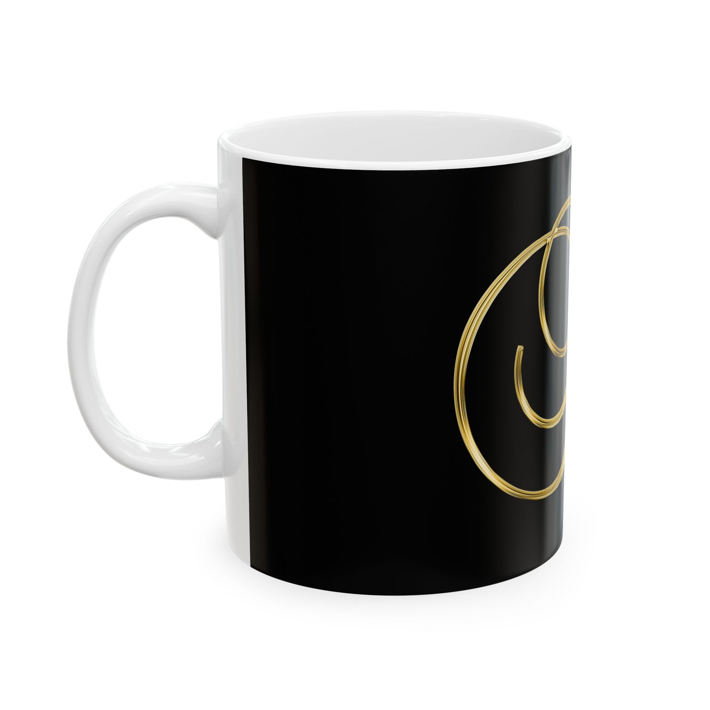 Monogram H Gold Letter Ceramic Mug — Elegant Initial H Coffee Cup (11oz & 15oz)