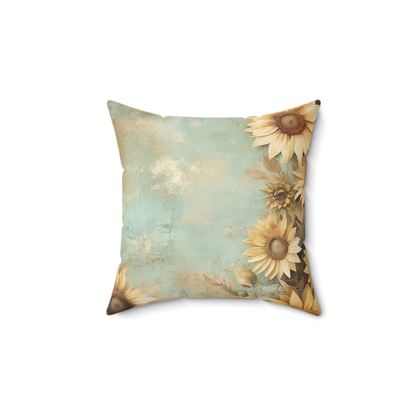 Sunflower Print Square Pillow, Floral Home Decor, Cozy Throw Cushion, Rustic Room Accent, Gift for Her, Summer Vibes