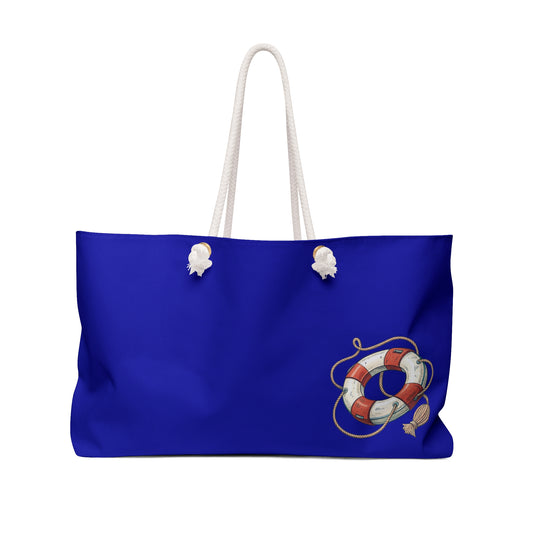 Nautical Weekend Getaway Bag, Beach Travel Tote, Stylish Gym Bag, Vacation Carry-All, Personalized Lifebuoy Design
