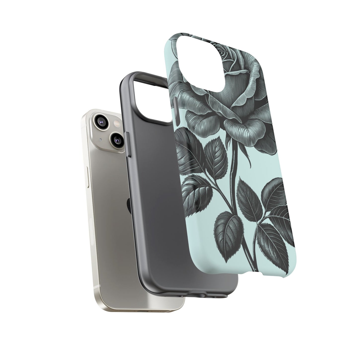 Elegant Floral Phone Case, Tough Cases for iPhones, Black Rose Design, Gift for Her, Stylish Phone Cover, Birthday Gifts