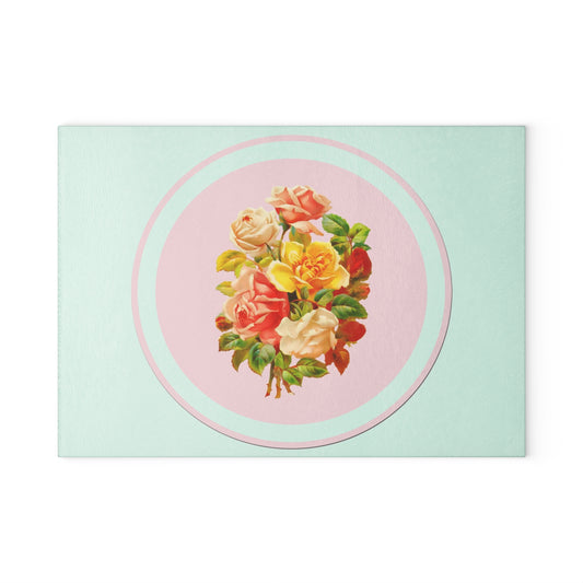 Floral Glass Cutting Board | Kitchen Decor, Gift for Home Chefs, Wedding Present, Housewarming Gift, Floral Design