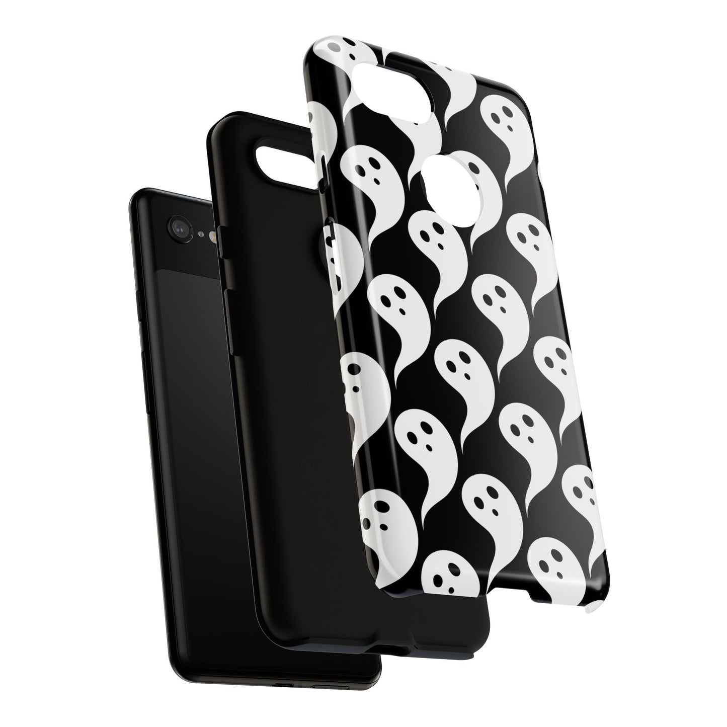 Ghost Pattern Phone Case, Cute Ghost Cell Phone Cover, Halloween Accessory, Spooky Gift, Black and White Phone Case