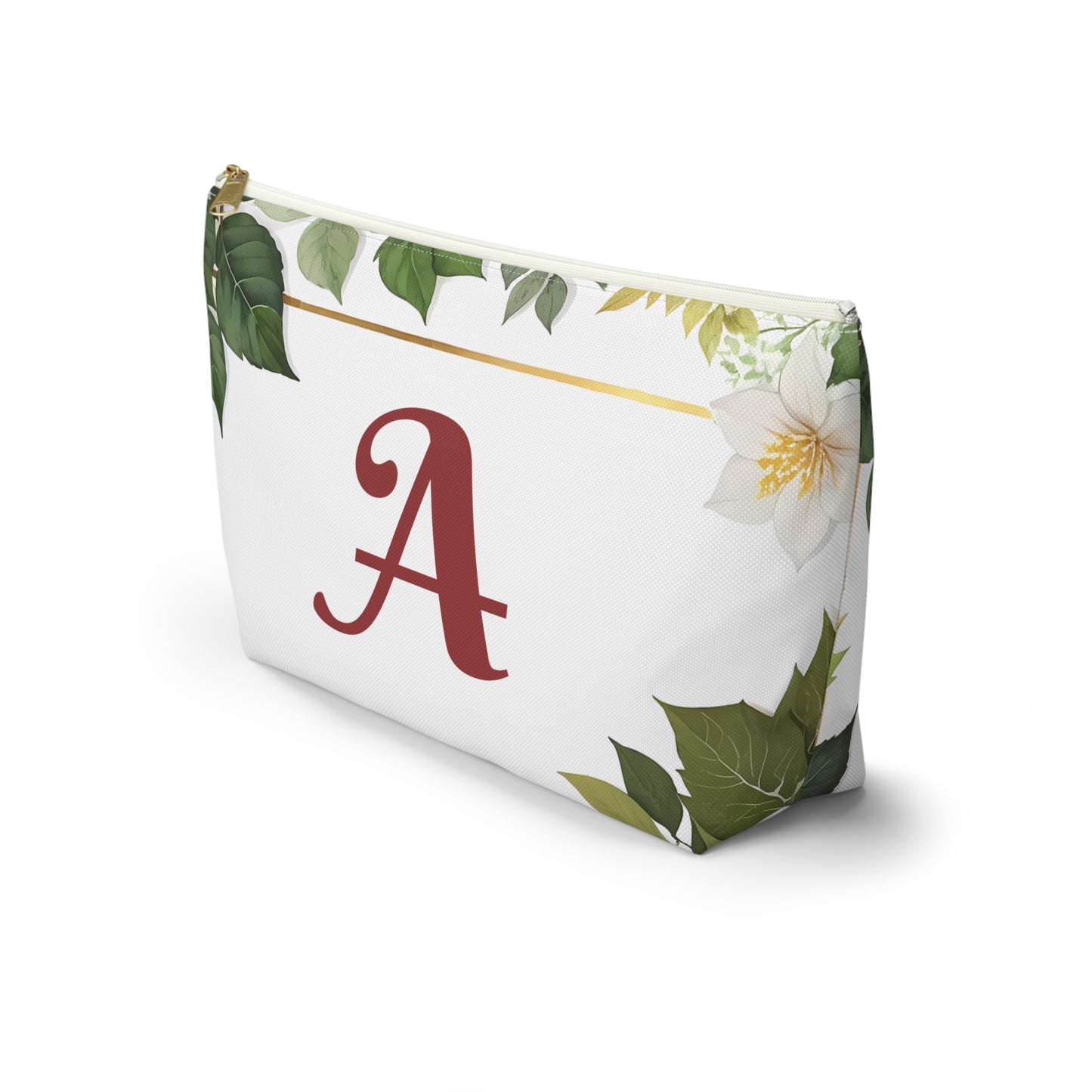 Personalized Floral Accessory Pouch, Makeup Bag, Gift for Her, Initial Pouch, Travel Organizer, Custom Cosmetic Bag