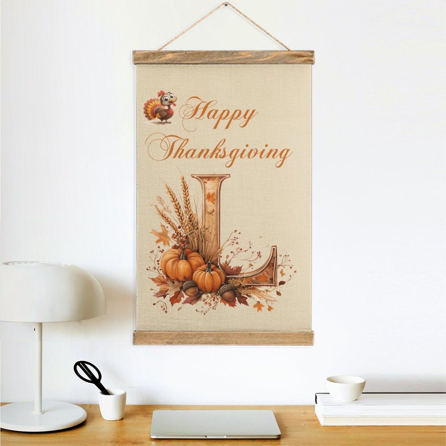 Framed Flax Painting Wall Decor - Letter L