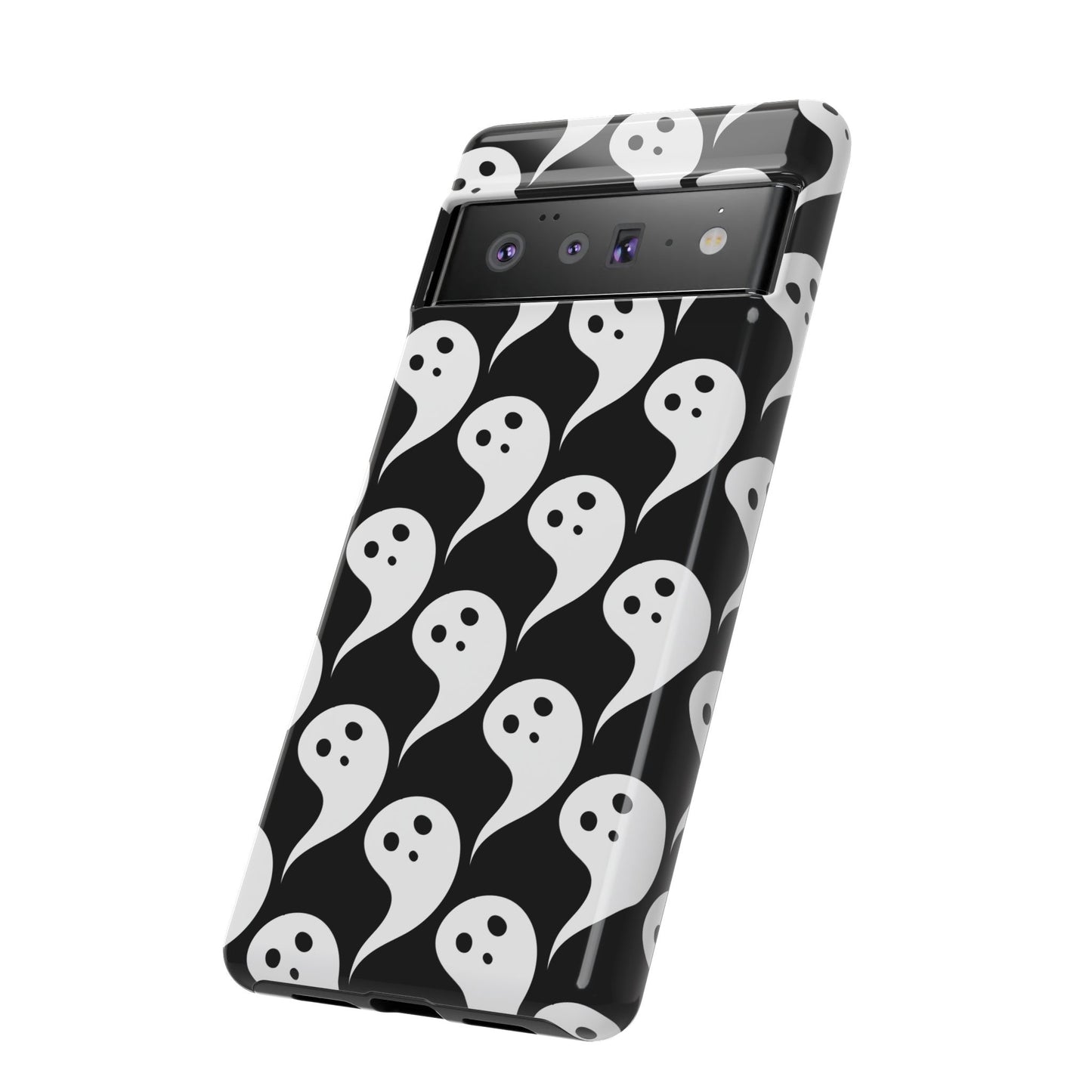 Ghost Pattern Phone Case, Cute Ghost Cell Phone Cover, Halloween Accessory, Spooky Gift, Black and White Phone Case