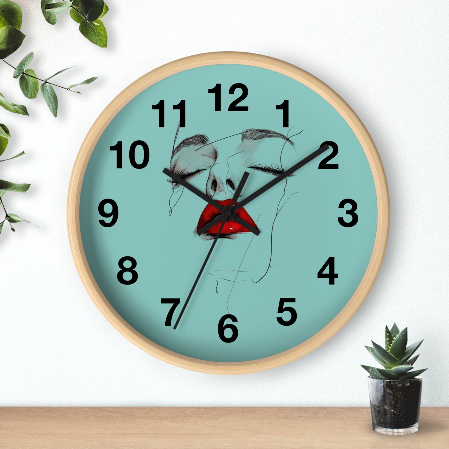 Modern Art Wall Clock - Abstract Lips Design, Home Decor, Gift for Her, Unique Wall Decor, Feminine Artwork, Stylish Timepiece