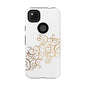 Elegant Floral Phone Case, Tough Cases, Gold Swirls, Stylish Protection, Trendy Gift, Chic Accessory
