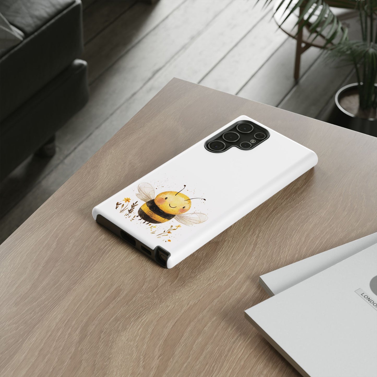 Bee Phone Case, Cute Bee Design, Tough Phone Cover, Gift for Nature Lovers, Floral Bee Mobile Case, Bee-themed Accessory