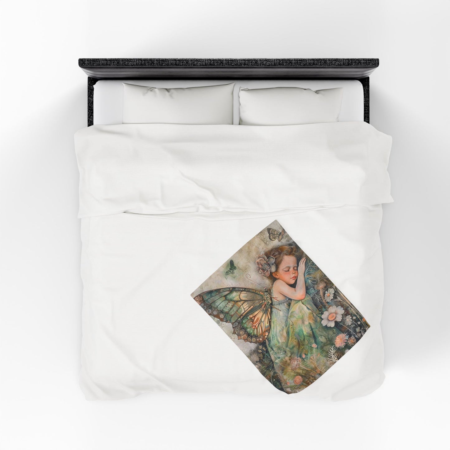 Fairy Dream Velveteen Plush Blanket — Sleeping Fairy Art Throw for Kids & Nursery