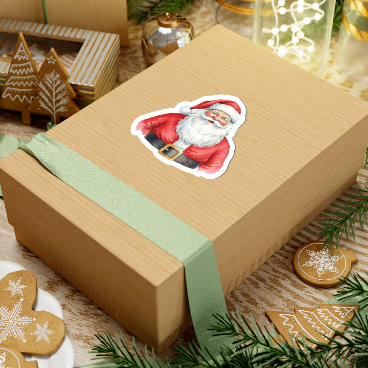 Santa Claus Kiss-Cut Sticker — Vintage Jolly Saint Nick Holiday Decal