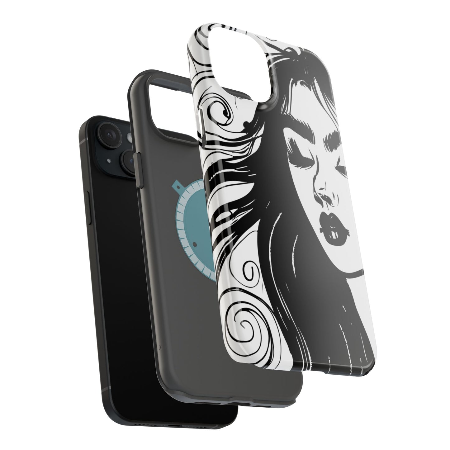 Artistic Black & White Portrait Phone Case — Magnetic Impact-Resistant