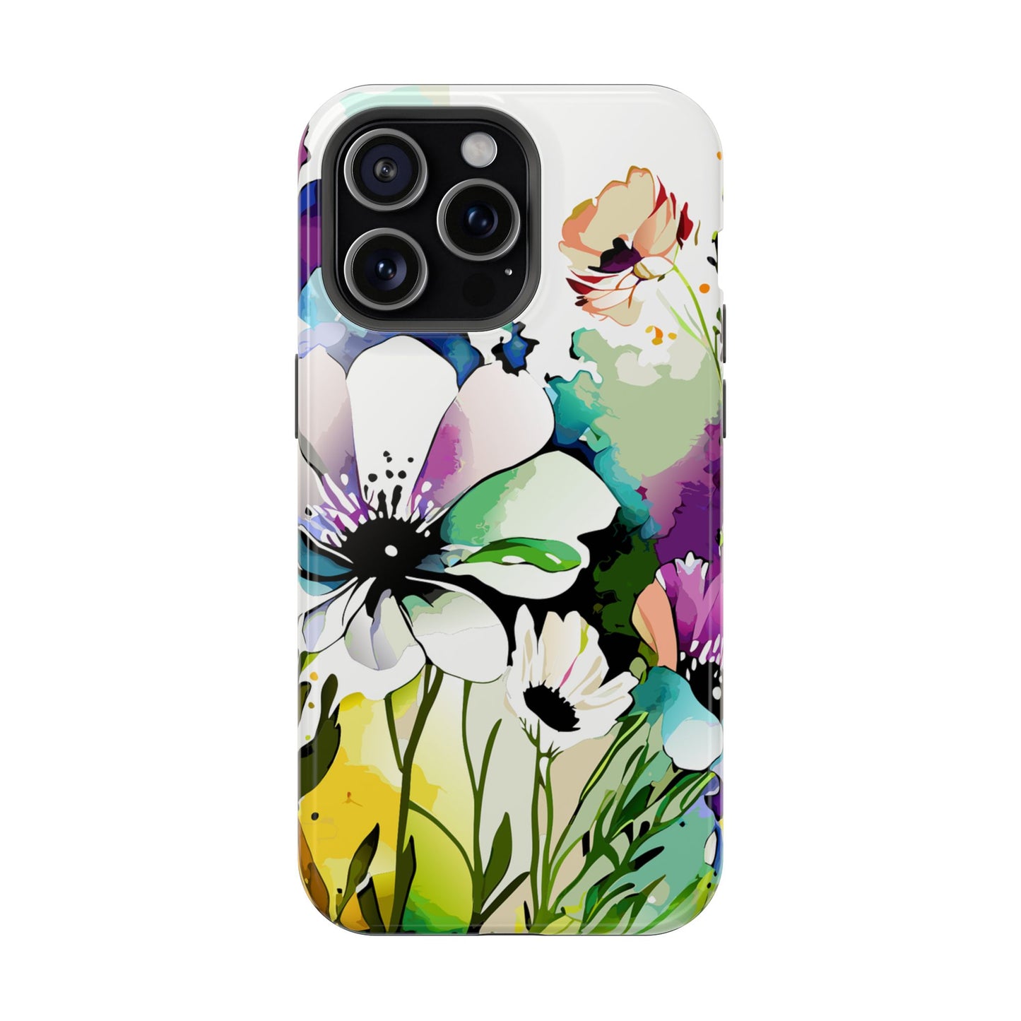 Floral Watercolor Magnetic Phone Case — Impact‑Resistant Protective Cover
