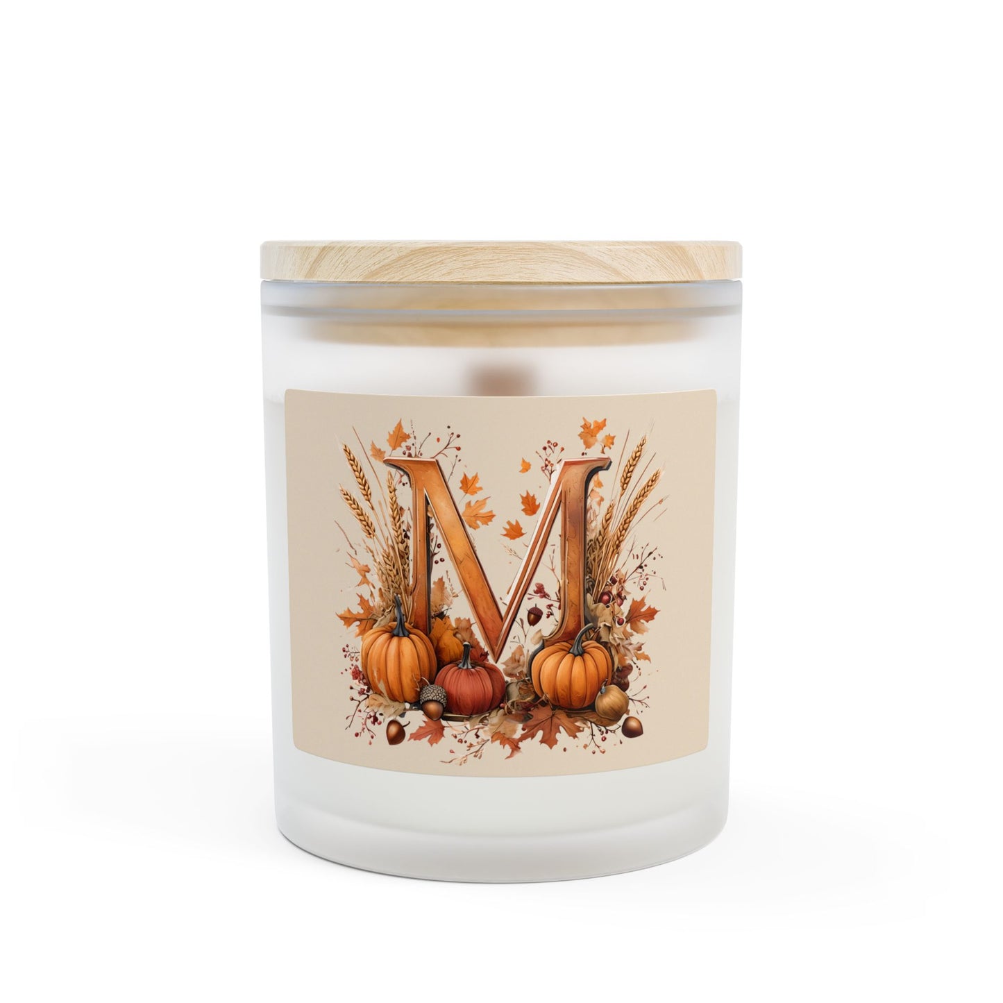 Frosted Glass Candle, 11oz - Letter M