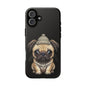 Pug Phone Case – Cute Pug Puppy Illustration on Black Tough Case