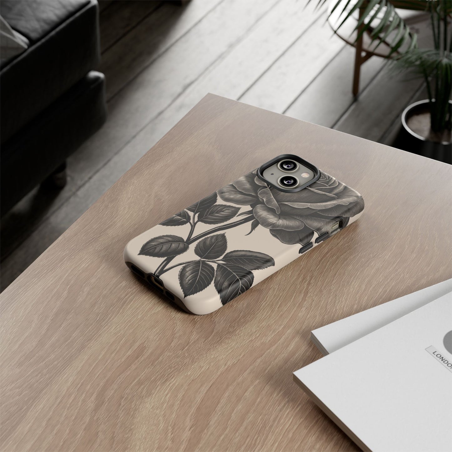 Black Rose Phone Case, Tough Cases with Floral Design, Elegant Tech Accessory, Gift for Flower Lovers, Stylish Protection