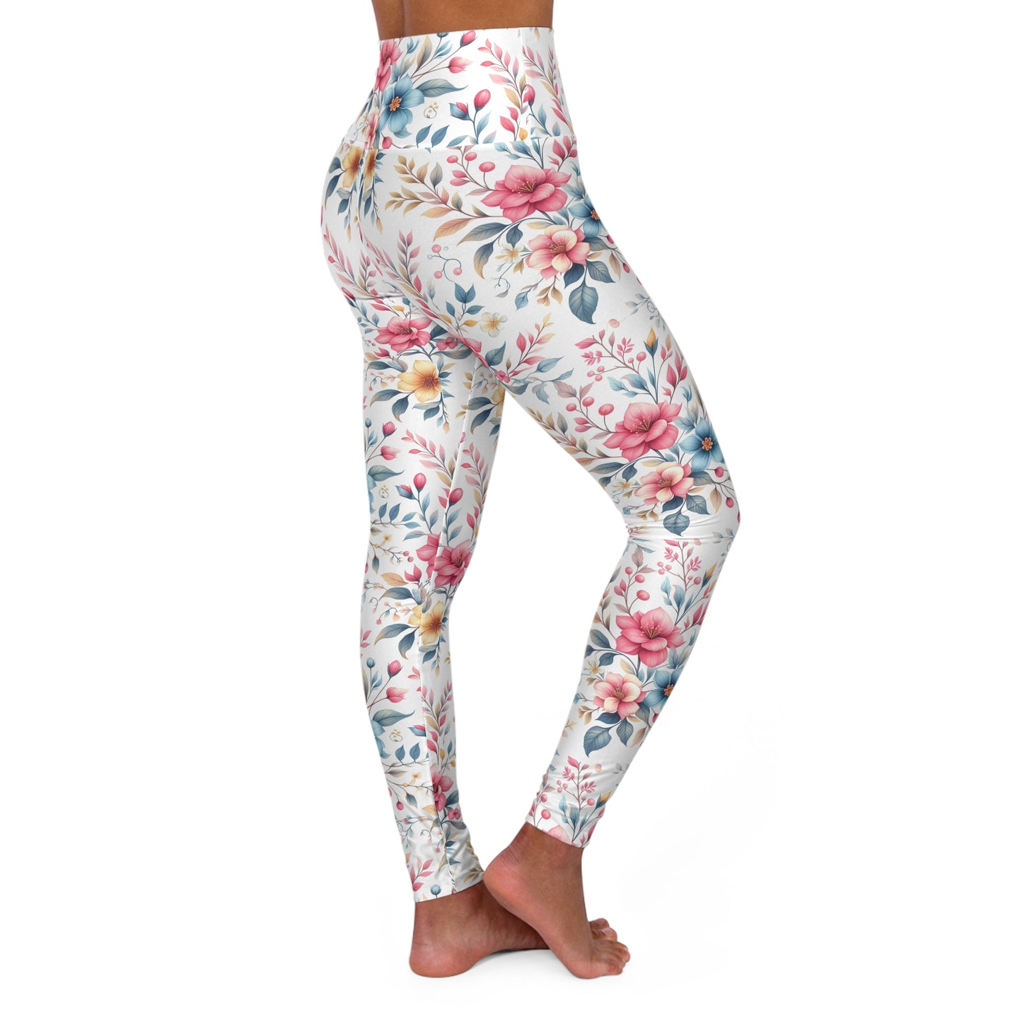 Floral High Waisted Yoga Leggings, Comfortable Activewear, Fitness Apparel, Gift for Yogis, Workout Leggings, Floral Print Leggings