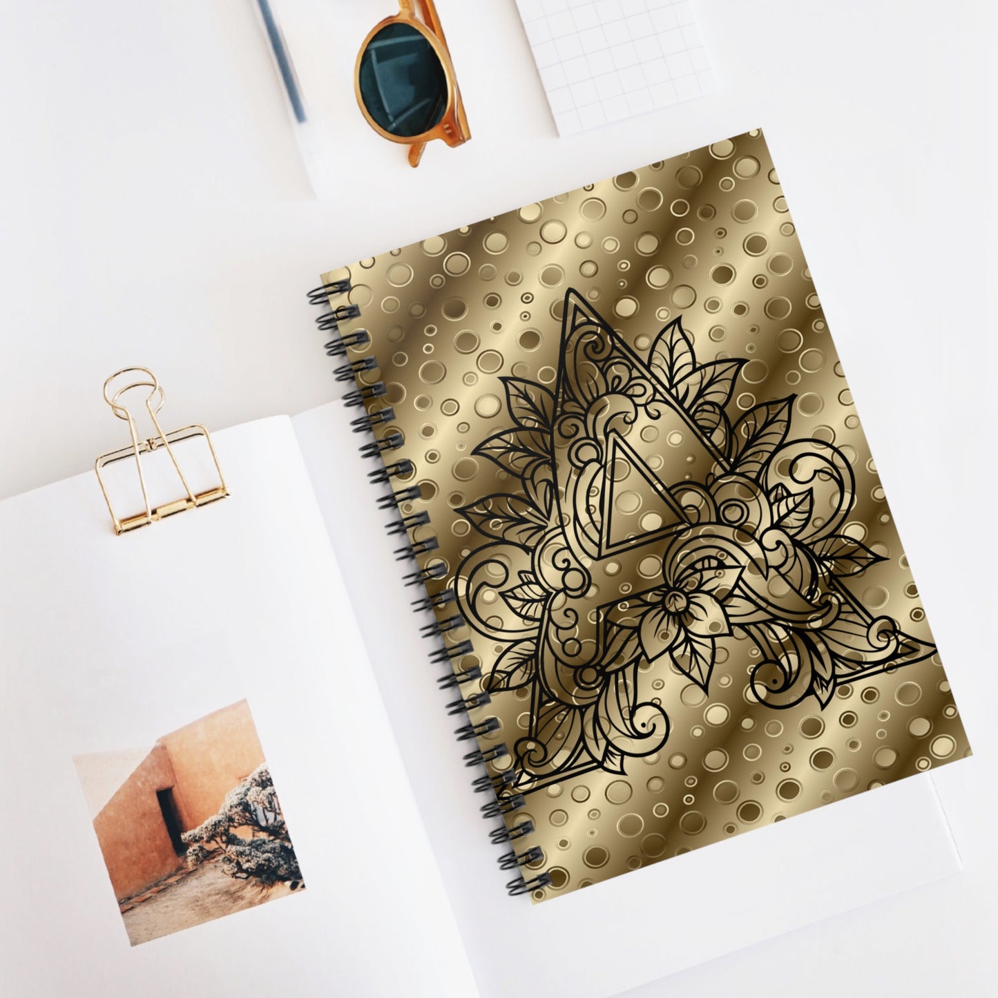 Gold Mandala Monogram A Spiral Notebook — Ruled Journal for Notes & Sketches