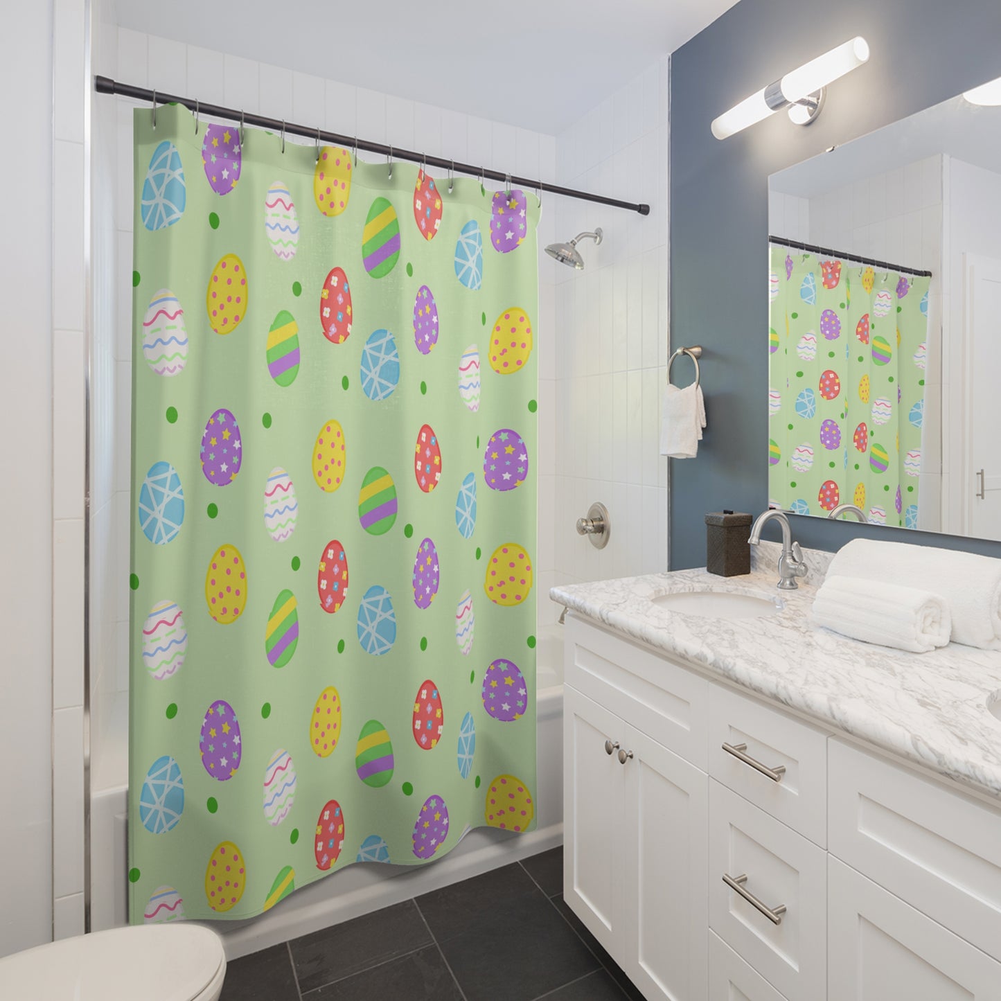 Colorful Easter Egg Shower Curtain Spring Decor