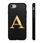 Custom Phone Case with Gold Letter A, Monogrammed Gift, Tough Protective Case, Personalized Phone Accessory, Unique Phone Cover