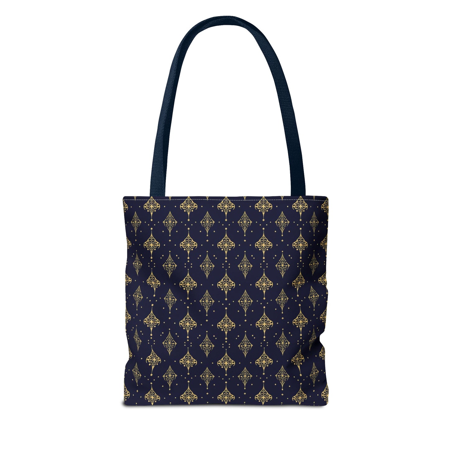 Navy & Gold Art Deco Tote Bag — Elegant Geometric Pattern All-Over Print
