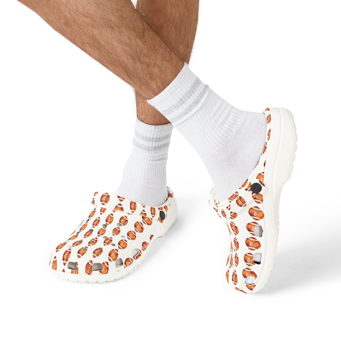 Printed EVA Foam Clogs — All-Over Football Design